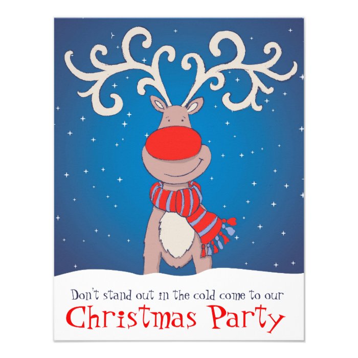 Kids Christmas party invitation snowed reindeer