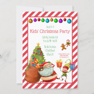 Kids' Christmas Party, Santa, Elf Party Invitation