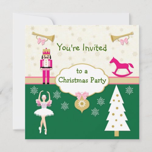 Kids Christmas Party _ treeballerina Nutcracker Invitation