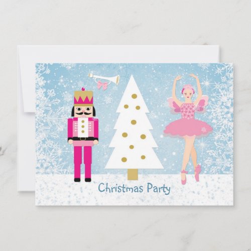 Kids Christmas Party _ tree ballerina Nutcracker Invitation