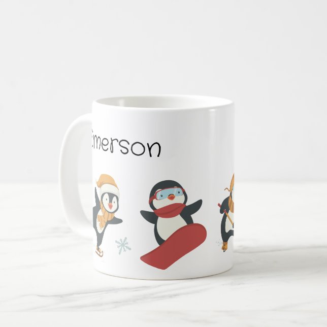 Kid's Christmas Penguin Mug (Front Left)