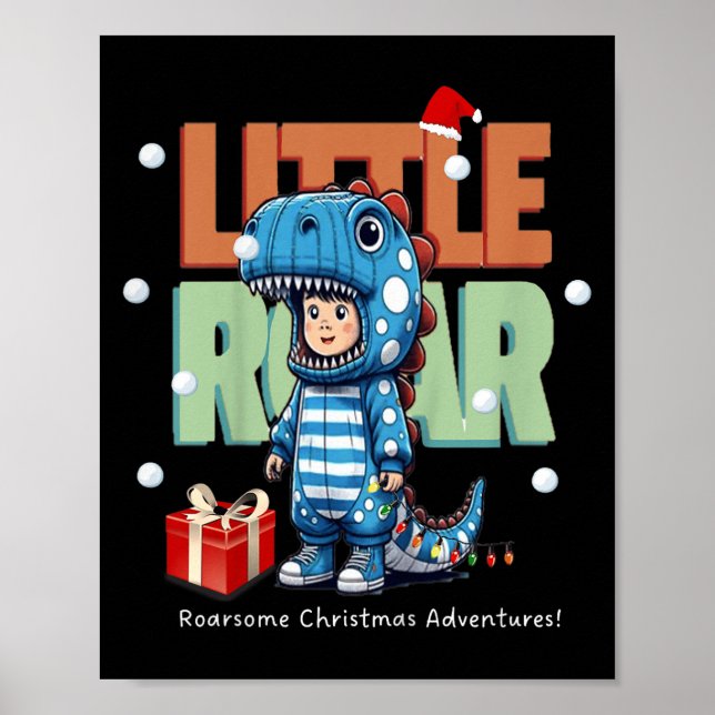Kids Christmas Roar Dinosaur Kids Boys Xmas Gift  Poster (Front)