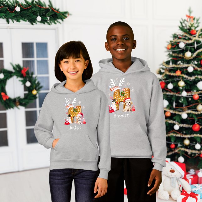 Kids Christmas Santa Gingerbread Alphabet H Girl Hoodie (Creator Uploaded)