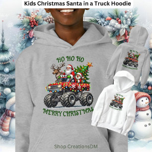 Kids Christmas Santa in a Truck  Hoodie