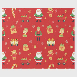 Kids Christmas Santa & Toys  30 in by 60 ft Wrapping Paper