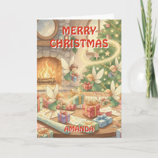 Kids Christmas Sparkle Fairies Helpers Holiday Card