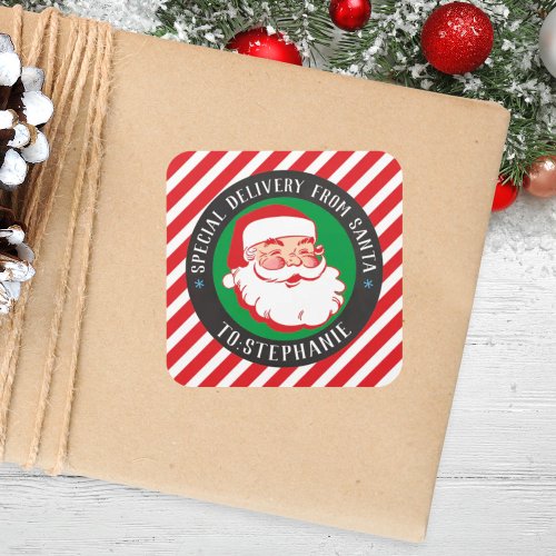 Kids Christmas Special Delivery From Santa Square Sticker