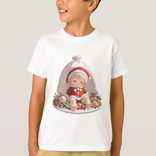 Kids Christmas T-Shirt Santa Children's Basic Tee (Front)