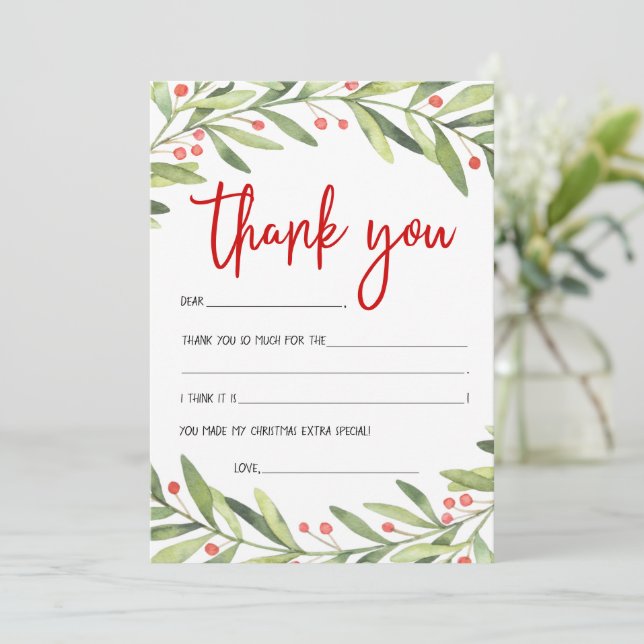 Kids Christmas Thank You Cards (Standing Front)