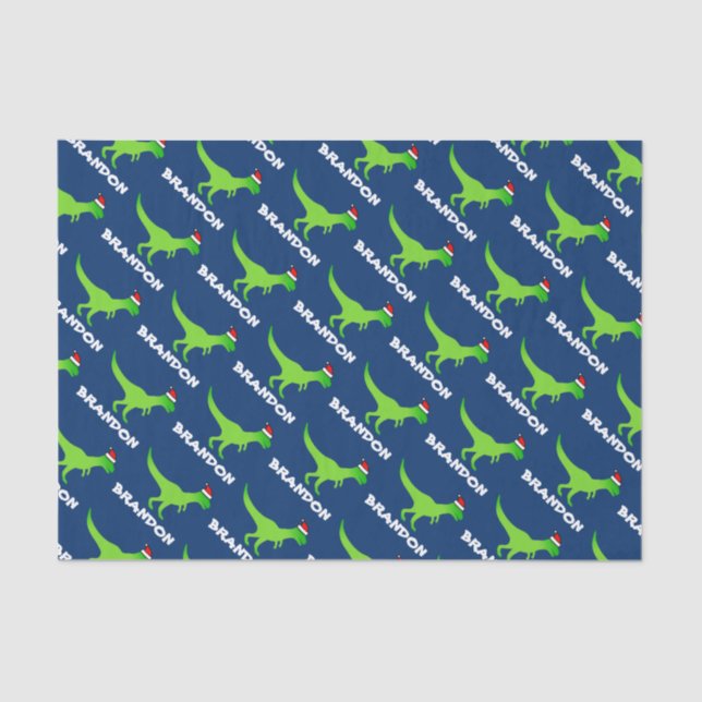 Kids' Christmas Tissue Paper with funny dinosaur (Front)