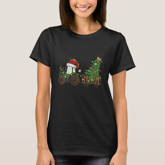 Kids Christmas Tractor Farm  Christmas Tractor T-Shirt (Front)