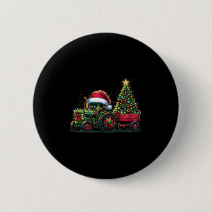Kids Christmas Tractor Santa Xmas Farm Truck  Button