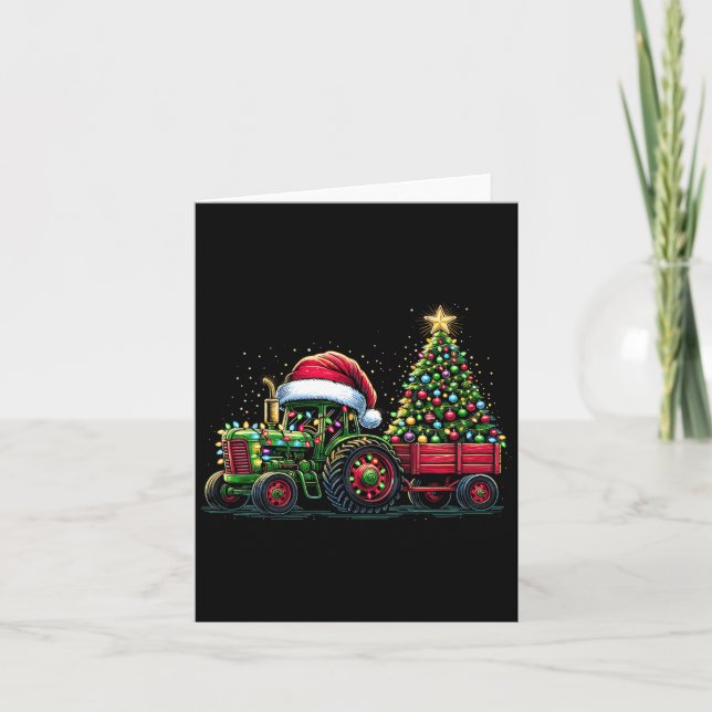 Kids Christmas Tractor Santa Xmas Farm Truck  Card (Front)
