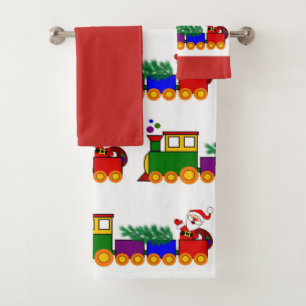 Kids Christmas Train Bath Towel Set