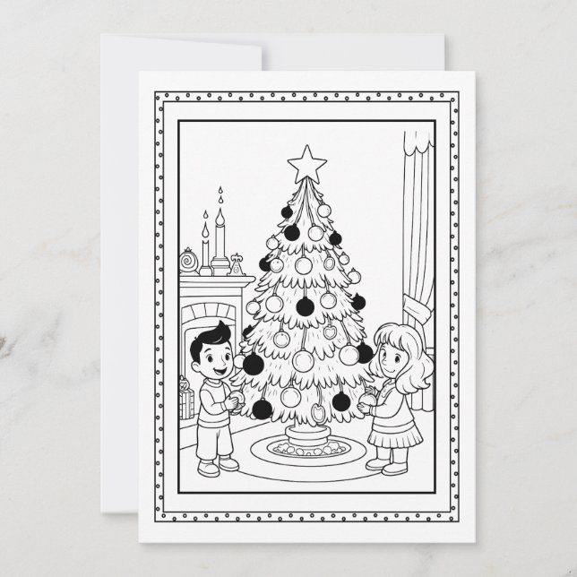 Kids Christmas Tree Coloring Flat Note Card (Front)