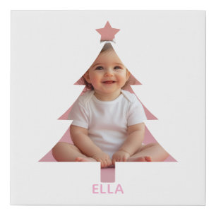 Kids Christmas Tree Photo Canvas Faux Wrapped