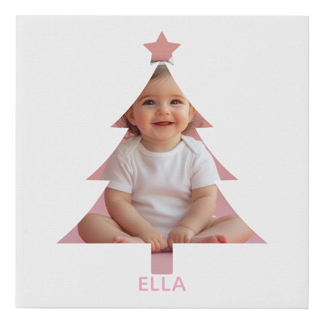 Kids Christmas Tree Photo Canvas Faux Wrapped  (Front)