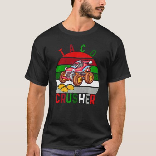 Kids Cinco De Mayo Taco Crusher Monster Truck Vint T_Shirt