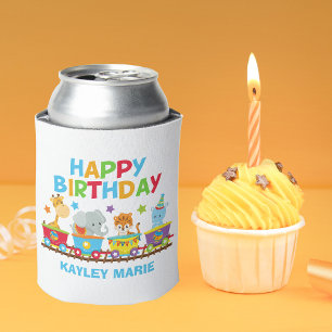 Kids Circus Animal Train Custom Birthday Party Can Cooler