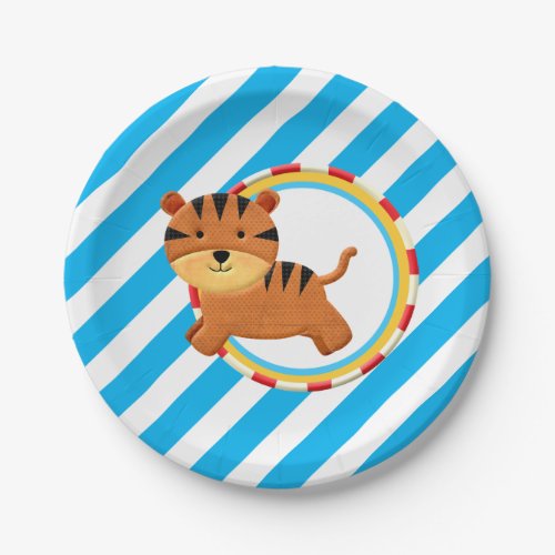 Kids circus birthday cartoon animal tiger party paper plates