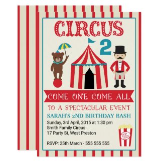 Kids Circus Birthday Party Invitation