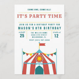Kid's Circus Birthday Party Invitation