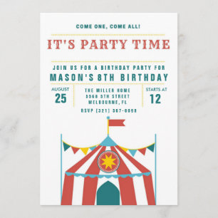 Kid's Circus Birthday Party Invitation