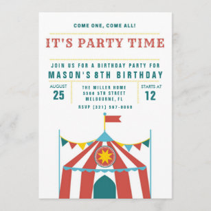 Kid's Circus Birthday Party Invitation