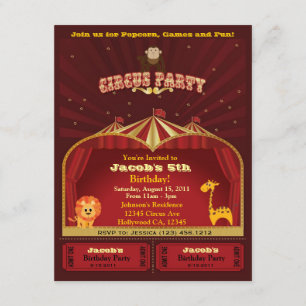Kid's Circus Birthday Party Invitation