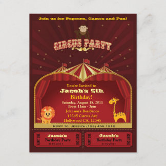 Kid's Circus Birthday Party Invitation