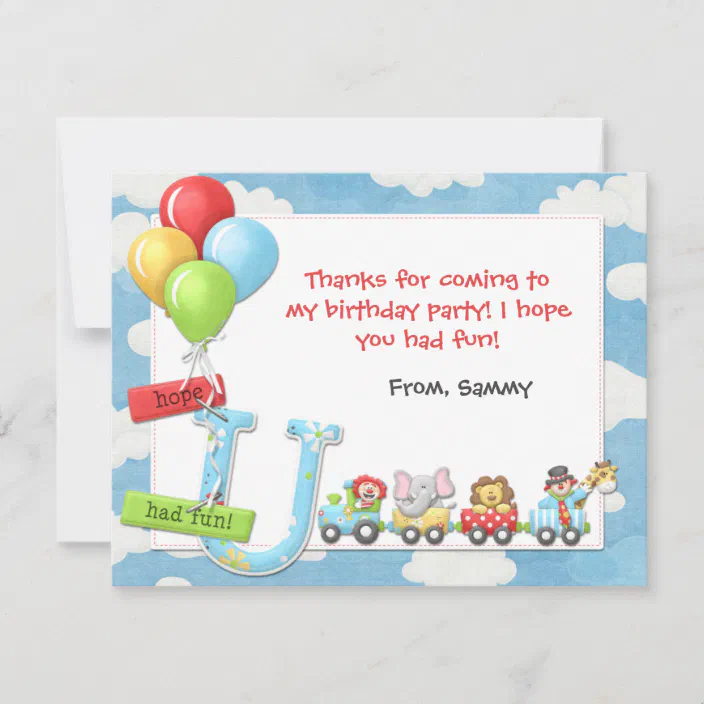 Download Kids Circus Birthday Party Thank You Card Zazzle Com