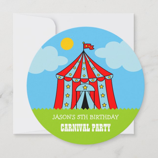 Kids circus carnaval Birthday party invitations (Front)