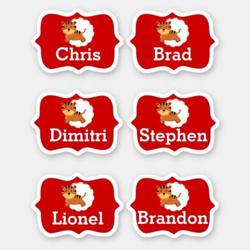 Kids circus carnival birthday party favor names sticker
