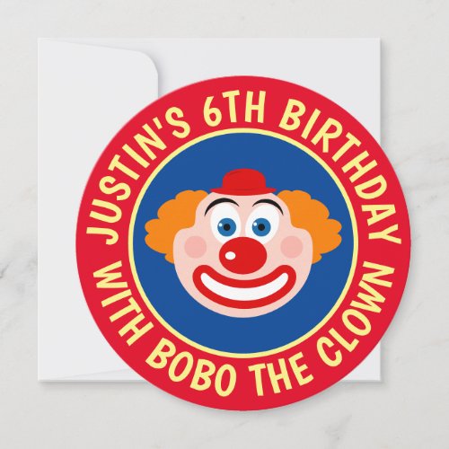 Kids circus clown Birthday party invitations