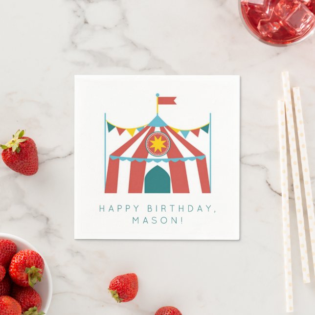 Kid's Circus Theme Birthday Party Napkins (Insitu)