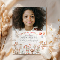Kids Circus Themed Photo Birthday Party Invitation