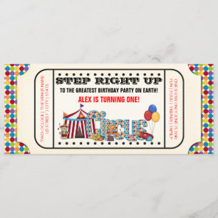 Kids Circus Ticket Birthday Party Invitation
