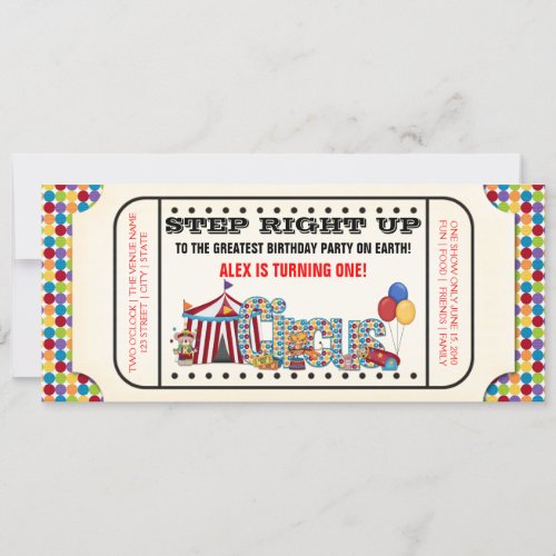 Vintage Circus Ticket Birthday Party Invitation