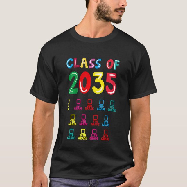 Kids Class Of 2035 Grow With Me Graduation First D T-Shirt (Front)