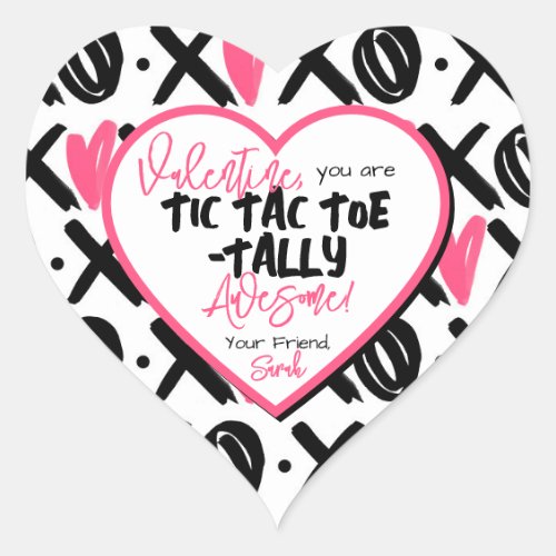 Kids Class Tic Tac Toe tally Awesome Valentine Heart Sticker
