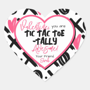 Kids Class Tic Tac Toe tally Awesome Valentine Heart Sticker