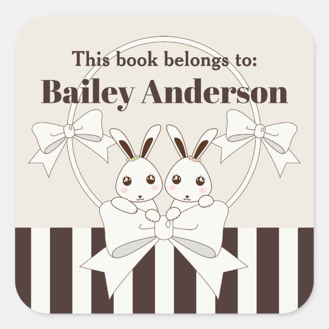 Kids Classic Modern Bunny This Book Belongs To