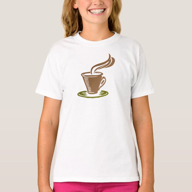 Kid's Classic Tee Shirt with Coffee Cup Design (Front)