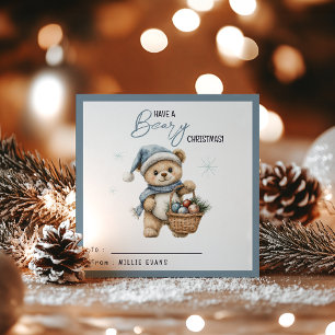 Kids Classroom Bear Themed Beary Christmas Holiday Card