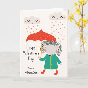 Kids Classroom Cute Hedgehog Valentine's Day Card