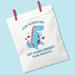Kids Classroom Dinosaur Valentines Day Favor Bag