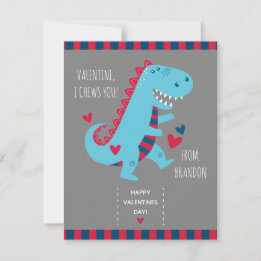 Kids Classroom Dinosaur Valentines Note Card