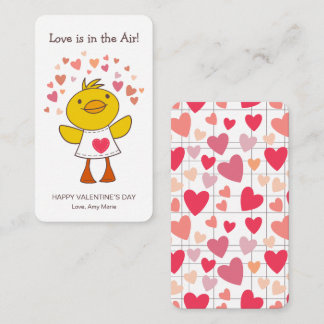 Kids Classroom Love is in the Air Duck Valentine Note Card