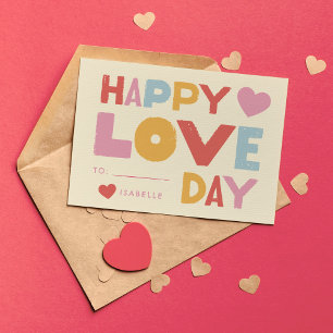 Kids Classroom Valentine's Day Cute Block Type Note Card