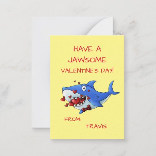 Kids Classroom Valentines Note Card
